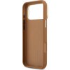 Guess PU Grained 4G Logo Stand Camera Frame Zadný Kryt pre iPhone 17 Pro Max Brown