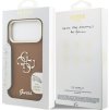 Guess PU Grained 4G Logo Stand Camera Frame Zadný Kryt pre iPhone 17 Pro Max Brown