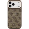 Guess PU Leather 4G Gold Frame MagSafe Zadní Kryt pro iPhone 17 Pro Max Brown
