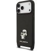 Karl Lagerfeld Saffiano Crossbody Popruh Metal Karl and Choupette Zadní Kryt pro iPhone 17 Pro Max Black