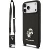 Karl Lagerfeld Saffiano Crossbody Popruh Metal Karl and Choupette Zadní Kryt pro iPhone 17 Pro Max Black