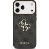Guess PU Leather 4G Metal Logo Gold Frame Zadní Kryt pro iPhone 17 Pro Max Black