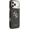 Guess PU Leather 4G Metal Logo Gold Frame Zadní Kryt pro iPhone 17 Pro Max Black