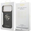 Guess PU Leather 4G Metal Logo Gold Frame Zadní Kryt pro iPhone 17 Pro Max Black