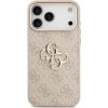 Guess PU Leather 4G Metal Logo Gold Frame Zadní Kryt pro iPhone 17 Pro Max Pink