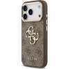 Guess PU Leather 4G Metal Logo Gold Frame Zadní Kryt pro iPhone 17 Pro Max Brown