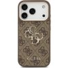 Guess PU Leather 4G Metal Logo Gold Frame Zadní Kryt pro iPhone 17 Pro Max Brown