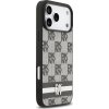 DKNY PU Leather Checkered Pattern and Stripe Zadní Kryt pro iPhone 17 Pro Max Black
