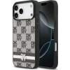 DKNY PU Leather Checkered Pattern and Stripe Zadný Kryt pre iPhone 17 Pro Max Black