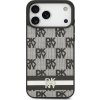 DKNY PU Leather Checkered Pattern and Stripe Zadný Kryt pre iPhone 17 Pro Max Black