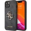 Guess PU 4G Metal Logo Zadní Kryt pro iPhone 13 Grey