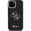 Guess PU Grained 4G Logo Stand Camera Frame Zadní Kryt pro iPhone 13 Black