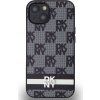 DKNY PU Leather Checkered Pattern and Stripe Zadní Kryt pro iPhone 13 Black