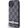 DKNY PU Leather Checkered Pattern and Stripe Zadný Kryt pre iPhone 13 Black