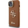 Guess PU Grained 4G Logo Stand Camera Frame Zadný Kryt pre iPhone 13 Brown