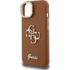 Guess PU Grained 4G Logo Stand Camera Frame Zadní Kryt pro iPhone 13 Brown