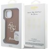 Guess PU Grained 4G Logo Stand Camera Frame Zadní Kryt pro iPhone 13 Brown