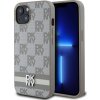 DKNY PU Leather Checkered Pattern and Stripe Zadní Kryt pro iPhone 13 Beige