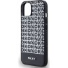 DKNY PU Leather Repeat Pattern Bottom Stripe MagSafe Zadní Kryt pro iPhone 13 Black