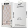 DKNY PU Leather Checkered Pattern and Stripe Zadní Kryt pro iPhone 13 Pink