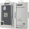 DKNY PU Leather Stack Logo Wrist Strap Zadní Kryt pro iPhone 13 Black