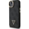 Guess PU 4G Strass Triangle Logo Stand Camera Frame MagSafe Zadný Kryt pre iPhone 13 Black