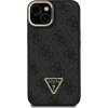 Guess PU 4G Strass Triangle Logo Stand Camera Frame MagSafe Zadný Kryt pre iPhone 13 Black