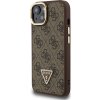 Guess PU 4G Strass Triangle Logo Stand Camera Frame MagSafe Zadný Kryt pre iPhone 13 Brown