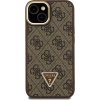 Guess PU 4G Strass Triangle Logo Stand Camera Frame MagSafe Zadný Kryt pre iPhone 13 Brown