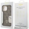 Guess PU 4G Strass Triangle Logo Stand Camera Frame MagSafe Zadní Kryt pro iPhone 13 Brown