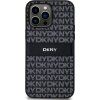 DKNY PU Leather Repeat Pattern Tonal Stripe Zadní Kryt pro iPhone 14 Pro Black