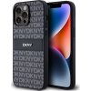 DKNY PU Leather Repeat Pattern Tonal Stripe Zadní Kryt pro iPhone 14 Pro Black