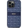 DKNY PU Leather Repeat Pattern Tonal Stripe Zadní Kryt pro iPhone 14 Pro Blue