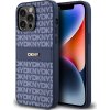 DKNY PU Leather Repeat Pattern Tonal Stripe Zadní Kryt pro iPhone 14 Pro Blue