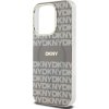 DKNY PC/TPU Repeat Pattern Tonal Stripe Magsafe Zadný Kryt pre iPhone 14 Pro Beige