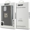 DKNY PU Leather Stack Logo Wrist Strap Zadní Kryt pro iPhone 14 Pro Brown