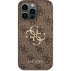 Guess PU 4G Metal Logo Zadní Kryt pro iPhone 14 Pro Brown