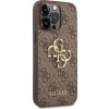 Guess PU 4G Metal Logo Zadní Kryt pro iPhone 14 Pro Brown
