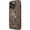 Guess PU 4G Metal Logo Zadní Kryt pro iPhone 14 Pro Brown