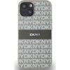 DKNY PU Leather Repeat Pattern Tonal Stripe Zadní Kryt pro iPhone 14 Beige