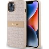 DKNY PU Leather Repeat Pattern Tonal Stripe Zadní Kryt pro iPhone 14 Pink