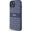 DKNY PU Leather Repeat Pattern Tonal Stripe Zadný Kryt pre iPhone 14 Blue