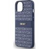 DKNY PU Leather Repeat Pattern Tonal Stripe Zadný Kryt pre iPhone 14 Blue