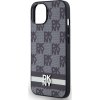 DKNY PU Leather Checkered Pattern and Stripe Zadný Kryt pre iPhone 14 Black