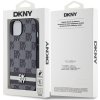 DKNY PU Leather Checkered Pattern and Stripe Zadní Kryt pro iPhone 14 Black