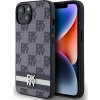DKNY PU Leather Checkered Pattern and Stripe Zadní Kryt pro iPhone 14 Black