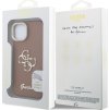 Guess PU Grained 4G Logo Stand Camera Frame Zadný Kryt pre iPhone 14 Brown