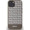 DKNY PU Leather Repeat Pattern Bottom Stripe MagSafe Zadný Kryt pre iPhone 14 Brown