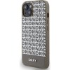 DKNY PU Leather Repeat Pattern Bottom Stripe MagSafe Zadný Kryt pre iPhone 14 Brown