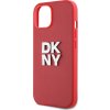DKNY PU Leather Stack Logo Wrist Strap Zadní Kryt pro iPhone 14 Red